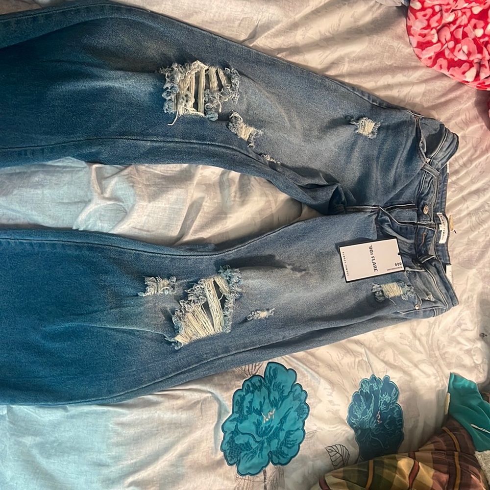Ripped blue jeans